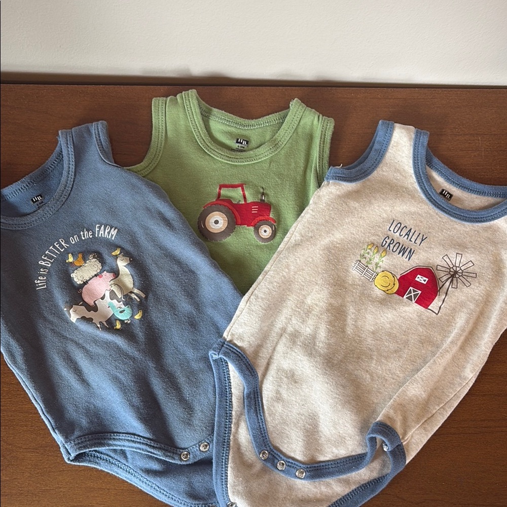 L'ovedbaby Baby Onesies - Blue, Green, Gray